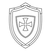 escudo com ícone de cruz, estilo de estrutura de tópicos vetor