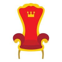 ícone do trono real vermelho, estilo simples vetor