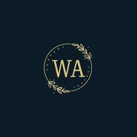 monograma de beleza inicial wa e design de logotipo elegante, logotipo de caligrafia da assinatura inicial, casamento, moda, floral e botânico com modelo criativo. vetor