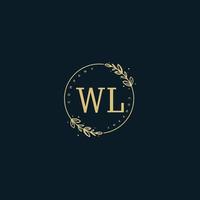 monograma de beleza inicial wl e design de logotipo elegante, logotipo de caligrafia da assinatura inicial, casamento, moda, floral e botânico com modelo criativo. vetor