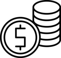 ícone de linha de pilha de moedas vetor