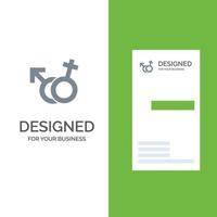 símbolo de gênero masculino feminino cinza design de logotipo e modelo de cartão de visita vetor