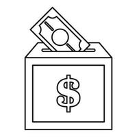 ícone da caixa de doação, estilo de estrutura de tópicos vetor