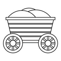 ícone de carrinho de madeira vintage, estilo de estrutura de tópicos vetor