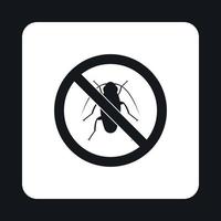 ícone de bugs de sinal de proibição, estilo simples vetor
