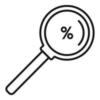 ícone de lupa de porcentagem de imposto, estilo de estrutura de tópicos vetor