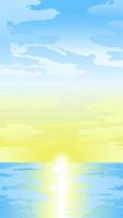nascer do sol do oceano ou ilustração vetorial do pôr do sol. sol amarelo brilhante sobre o oceano para gráfico, papel de parede, recursos, negócios, design ou decoração. pôr do sol amarelo ou nascer do sol sobre o mar vetor