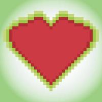 símbolo do ícone do coração com design de pixel art. vetor