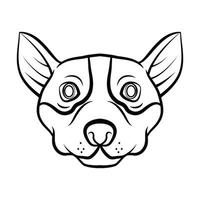 tatuagem de cabeça de cachorro preto e branco vetor