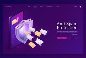 página de destino do vetor de proteção anti-spam