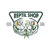 a cabeça da cobra verde venenosa, boa para logotipo de loja de répteis e design de camiseta, também logotipo do clube de amantes de répteis vetor