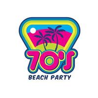 ilustração vetorial de festa na praia do pôr do sol, perfeita para design de camiseta retrô e logotipo de música vlog vetor