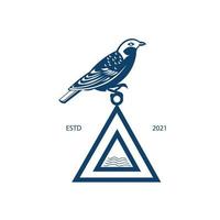 ilustração vetorial de pássaro e design de logotipo de triângulo, perfeito para marca de moda, logotipo de banda, design de camiseta e design de logotipo de clube de amantes de pássaros vetor