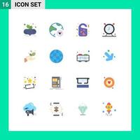 Conceito de 16 cores planas para sites móveis e aplicativos, relógio, pesquisa, alarme, pacote editável de elementos de design vetorial criativo vetor