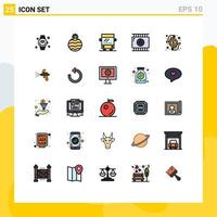 25 interface do usuário linha cheia pacote de cores planas de sinais e símbolos modernos de dinheiro de pesquisa aplicativo de vídeo de cartão regular elementos de design de vetores editáveis