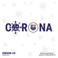 bósnia e herzegovina tipografia de coronavírus covid19 bandeira do país fique em casa fique saudável cuide de sua própria saúde vetor