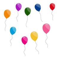 conjunto de coleta de balão de hélio. bolas de ar voando. decoração de festa, feliz aniversário, feriado e evento. ilustração vetorial. eps 10. vetor