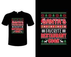 modelo de ilustração vetorial de design de camiseta de culinária de natal vetor