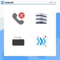 pacote de interface do usuário de 4 ícones planos básicos de elementos de design de vetores editáveis de telefone imobiliário de chamada