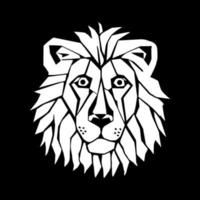retrato de leão em xilogravura preto e branco vetor