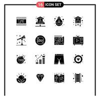 16 ícones criativos sinais modernos e símbolos de elementos de design de vetores editáveis da escola de relógio de água em casa cuco