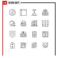 16 pacote de esboço de interface de usuário de sinais e símbolos modernos de elementos de design de vetores editáveis de sinal de casa de casa de mesa
