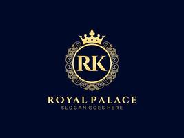letra rk antigo logotipo vitoriano de luxo real com moldura ornamental. vetor