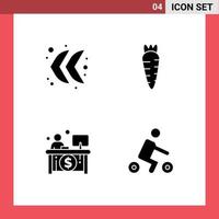 pacote de 4 sinais e símbolos de glifos sólidos modernos para mídia de impressão na web, como elementos de design de vetores editáveis