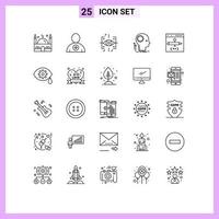grupo de símbolos de ícone universal de 25 linhas modernas de brainstorming pensando elementos de design de vetores editáveis de geração criativa humana