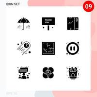 pacote de interface de usuário de 9 glifos sólidos básicos de torta espacial gráfico de graças elementos de design de vetores editáveis android