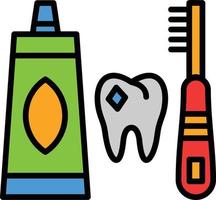 ícone cheio de linha de higiene dental vetor