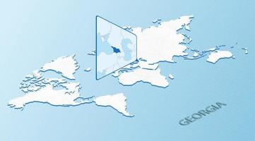 mapa-múndi em estilo isométrico com mapa detalhado da Geórgia. mapa azul claro da geórgia com mapa-múndi abstrato. ilustração vetorial. vetor