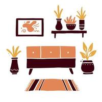 ilustração de sala de estar com móveis vetor