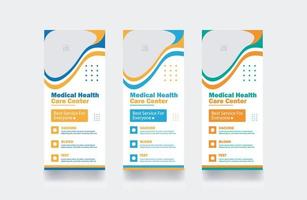 cuidados de saúde médicos e modelo de design de postagem de capa de banner roll up vetor