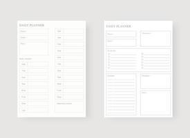 modelo de planejador diário. conjunto de planejador e lista de tarefas. conjunto de modelo de planejador moderno. ilustração vetorial. vetor