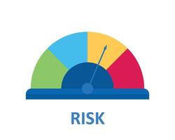 ícone do conceito de avaliação de risco com velocímetro de medidor de barra com estilo plano moderno vetor
