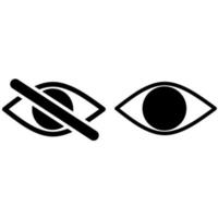 ícone de vetor de olhos em dois estilos, olhando para cima e fechando a ilustração vetorial.