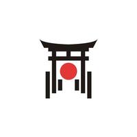 ilustração japão portão torii com vetor de design de logotipo de sinal vermelho