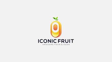 modelo de design de logotipo de vetor de fruta icônica