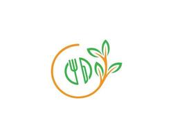 comida orgânica verde e modelo de vetor de design de logotipo de comida ecológica.