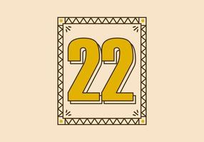 moldura retangular vintage com o número 22 nele vetor