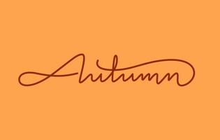 design de letras de palavras de temporada de outono em desenho de linha contínua vetor