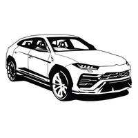 ilustração de carro suv lamborghini urus de luxo preto e branco vetor