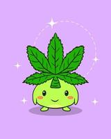 design de personagem de adesivo de maconha bonito vetor