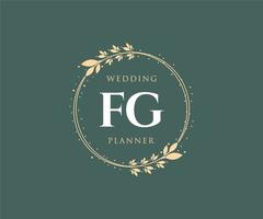 fg letras iniciais coleção de logotipos de monograma de casamento, modelos modernos minimalistas e florais desenhados à mão para cartões de convite, salve a data, identidade elegante para restaurante, boutique, café em vetor