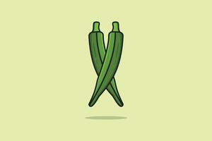 ilustração em vetor vegetal quiabo verde. conceito de ícone de natureza alimentar. design de ícone de quiabo de alimentos vegetais frescos saudáveis.