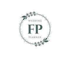 fp letras iniciais coleção de logotipos de monograma de casamento, modelos minimalistas e florais modernos desenhados à mão para cartões de convite, salve a data, identidade elegante para restaurante, boutique, café em vetor