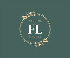 coleção de logotipos de monograma de casamento de letra inicial fl, modelos minimalistas e florais modernos desenhados à mão para cartões de convite, salve a data, identidade elegante para restaurante, boutique, café em vetor