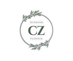 coleção de logotipos de monograma de casamento de carta inicial cz, modelos modernos minimalistas e florais desenhados à mão para cartões de convite, salve a data, identidade elegante para restaurante, boutique, café em vetor