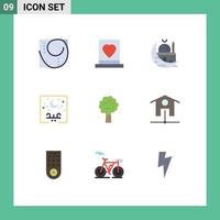 9 pacote de cores planas de interface de usuário de sinais e símbolos modernos de tipografia árabe paixão eid mesquita elementos de design vetorial editáveis vetor